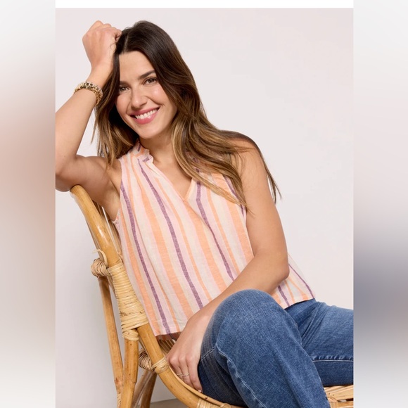 NEW! RAILS Christy Top in Linen Papaya Stripe size Small - Picture 2 of 9